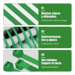 Otros,25x Amarras Plasticas Verde 20 Cm Para Cables Trillaje