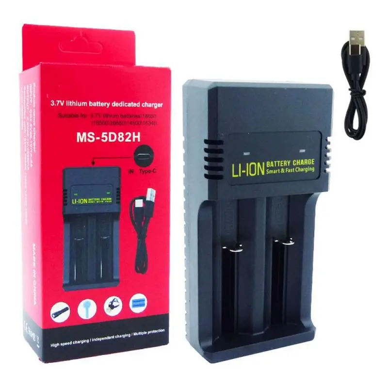 Cargadores de Pilas (Con y sin Pilas),Cargador Pila Doble Bateria 18650 14500 Recargable Usb - MS5D82H