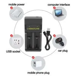 Cargadores de Pilas (Con y sin Pilas),Cargador Pila Doble Bateria 18650 14500 Recargable Usb - MS5D82H