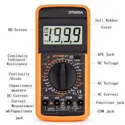Tester y Herramientas de Redes,Tester Multitester Multímetro Tester Digital Lcd Corriente DT9205A
