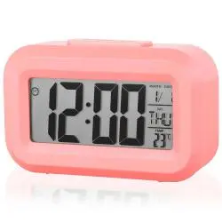 Relojes,Reloj Rosado Despertador Rosa Digital Luz Alarma Temperatura - Dol-2108