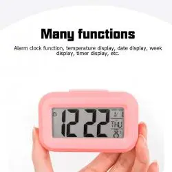 Relojes,Reloj Rosado Despertador Rosa Digital Luz Alarma Temperatura - Dol-2108