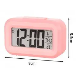 Relojes,Reloj Rosado Despertador Rosa Digital Luz Alarma Temperatura - Dol-2108