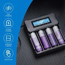 Cargadores de Pilas (Con y sin Pilas),Cargador 4 Pilas Bateria Recargable 18650 26650 14500 AA AAA