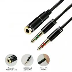 Cable Adaptador Splitter Audio Microfono A Jack 3.5 Mm Hembra - YP17