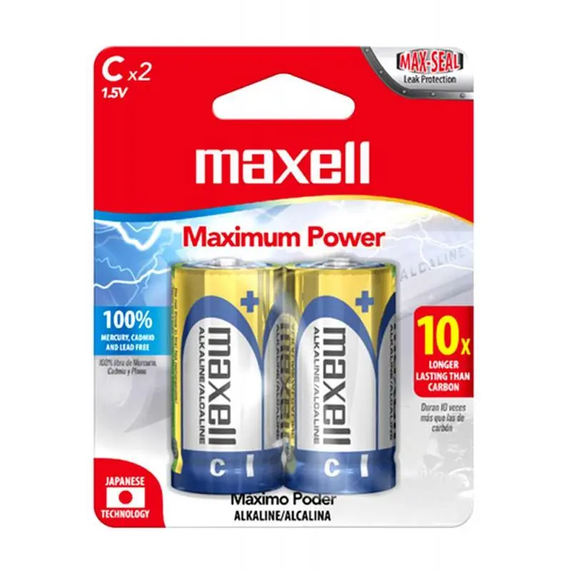 Pilas y Baterias,2x Pack Pilas Tipo C Alcalina Maxell LR14 Estufa Linterna