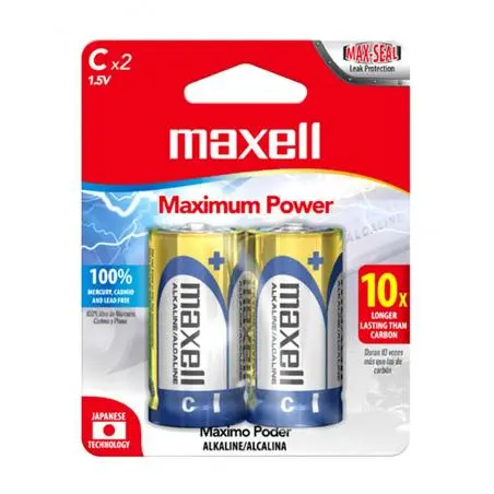 Pilas y Baterias,2x Pack Pilas Tipo C Alcalina Maxell LR14 Estufa Linterna