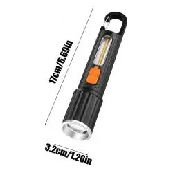 Linternas y Luz Emergencia,Linterna Tactica Luz Led Zoom Recargable Usb Gancho Portatil - 118B