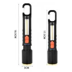 Linternas y Luz Emergencia,Linterna Tactica Luz Led Zoom Recargable Usb Gancho Portatil - 118B