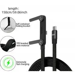 Cables de Datos y Carga,Cable Usb Tipo C Macho Macho Soporte Plegable Carga Cargador - DC422