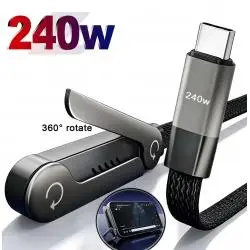 Cables de Datos y Carga,Cable Usb Tipo C Macho Macho Soporte Plegable Carga Cargador - DC422