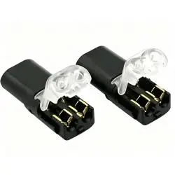 Otros,3X Conector Electrico Adaptador Empalme Cables Corriente 2 Tomas