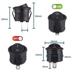 Otros,Interruptor Switch Boton Basculante 2 Pines 3A 6A Redondo