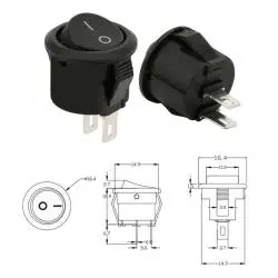 Otros,Interruptor Switch Boton Basculante 2 Pines 3A 6A Redondo