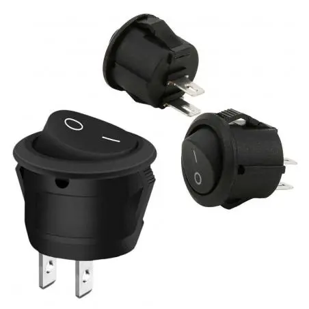 Otros,3X Interruptor Switch Boton Basculante 2 Pines 3A 6A Redondo