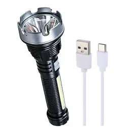 Linternas y Luz Emergencia,Linterna De Mano Recargable Usb Camping Emergencia Pesca