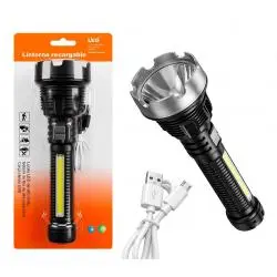 Linternas y Luz Emergencia,Linterna De Mano Recargable Usb Camping Emergencia Pesca