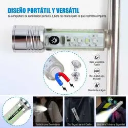 Linternas y Luz Emergencia,Linterna Recargable Usb Luz Led Uv Magnetica Portatil Gancho