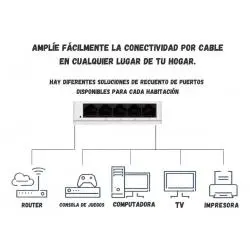Adaptadores de Red,Switch de Red Rj45 5 Puertos 10 / 100 Mbps Ethernet Internet