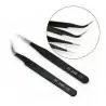 Otros,Pinzas Punta Fina Recta Angulo Colocacion Pestaña Cejas Pelo - Set Negro
