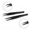 Otros,Pinzas Punta Fina Recta Angulo Colocacion Pestaña Cejas Pelo - Set Negro