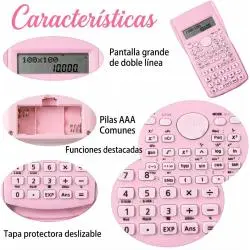 Calculadoras,Calculadora Cientifica Rosada Pantalla LCD Colegio Oficina KK82MS-D