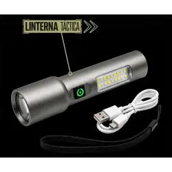 Linternas y Luz Emergencia,Linterna Recargable Usb Led Zoom Portatil Caping Emergencia - 13854