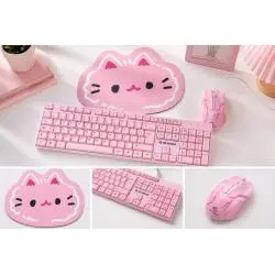 Kit Teclado + Mouse Gamer,Kit Teclado Mouse Mousepad Rosado Rosa Alambrico Usb Luz Rgb - KS600