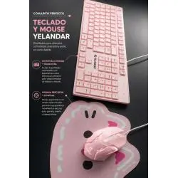 Kit Teclado + Mouse Gamer,Kit Teclado Mouse Mousepad Rosado Rosa Alambrico Usb Luz Rgb - KS600