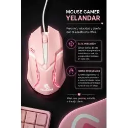Kit Teclado + Mouse Gamer,Kit Teclado Mouse Mousepad Rosado Rosa Alambrico Usb Luz Rgb - KS600