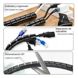 Otros,Protector Funda Cable Espiral Resorte 1.5 Metros Ajustable