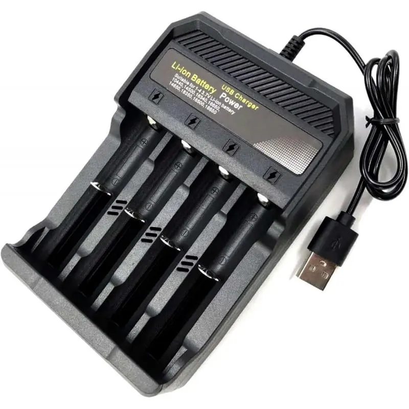 Cargadores de Pilas (Con y sin Pilas),Cargador 4 Pilas Bateria Recargable 18650 26650 14500 USB - MS5D84A