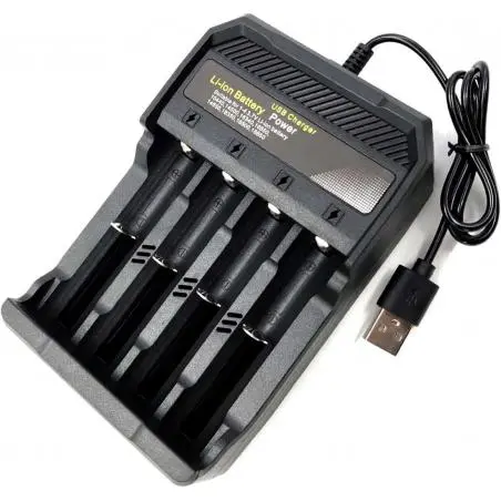 Cargadores de Pilas (Con y sin Pilas),Cargador 4 Pilas Bateria Recargable 18650 26650 14500 USB - MS5D84A