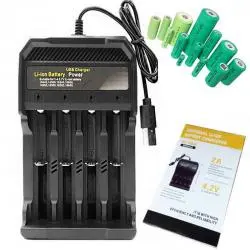 Cargadores de Pilas (Con y sin Pilas),Cargador 4 Pilas Bateria Recargable 18650 26650 14500 USB - MS5D84A