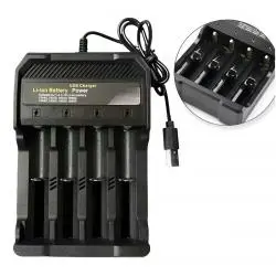 Cargadores de Pilas (Con y sin Pilas),Cargador 4 Pilas Bateria Recargable 18650 26650 14500 USB - MS5D84A