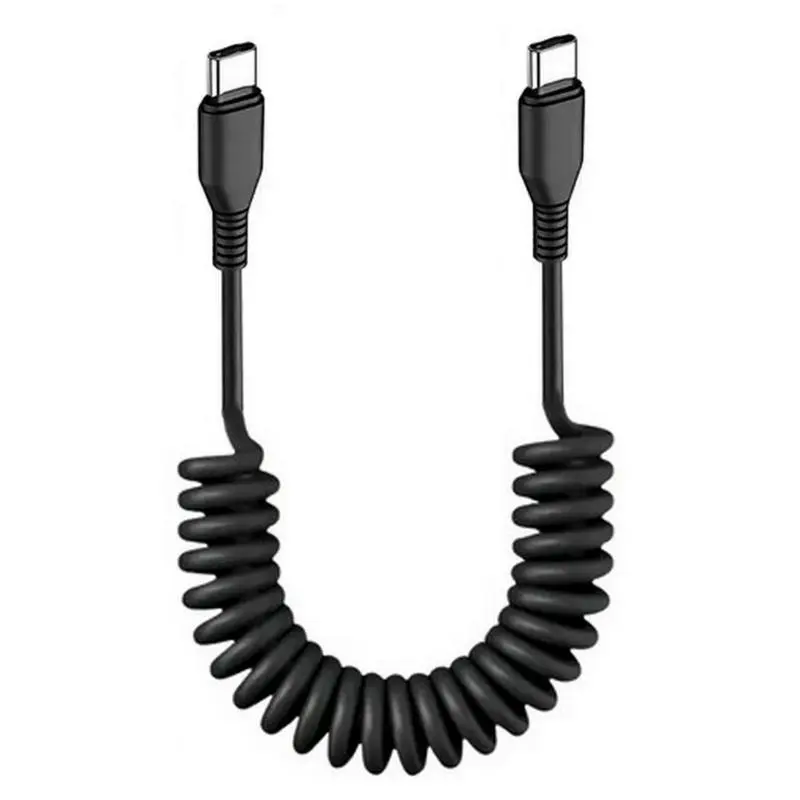 Cables de Datos y Carga,Cable USB Tipo C Espiral Resorte Carga Datos Celular Tablet