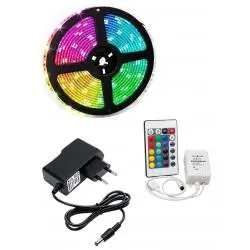 Cintas y Tiras LED,Cinta Led Rgb Tricolor Control Transformador Pegable 12v