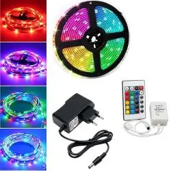 Cintas y Tiras LED,Cinta Led Rgb Tricolor Control Transformador Pegable 12v