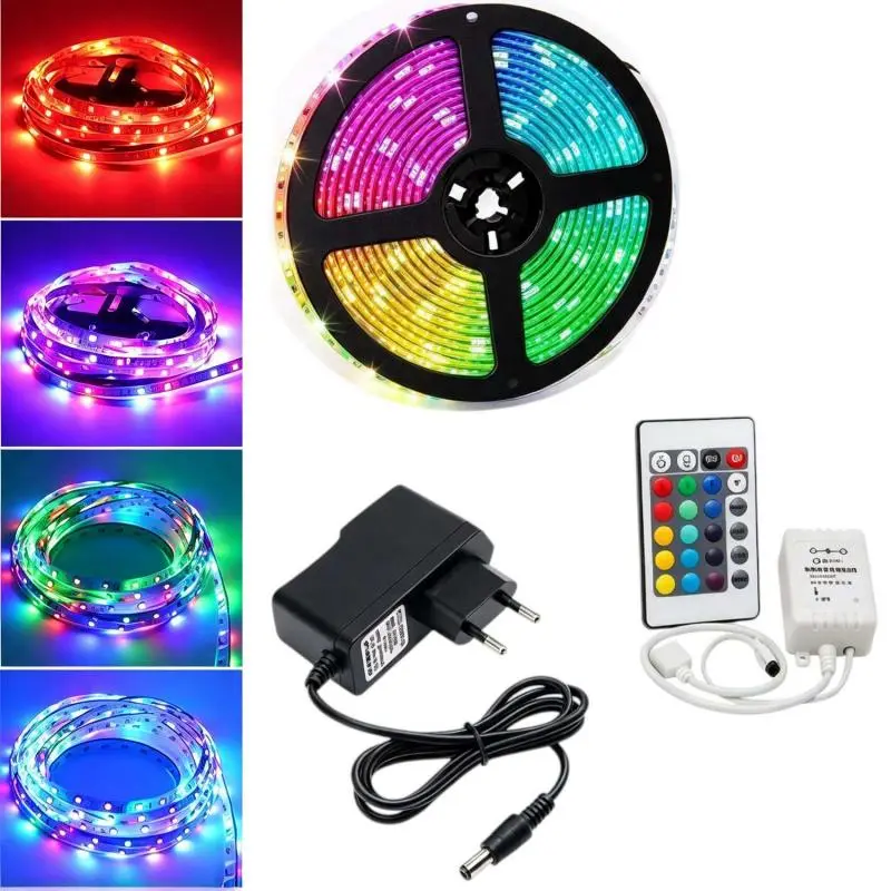 Cintas y Tiras LED,Cinta Led Rgb Tricolor Control Transformador Pegable 12v