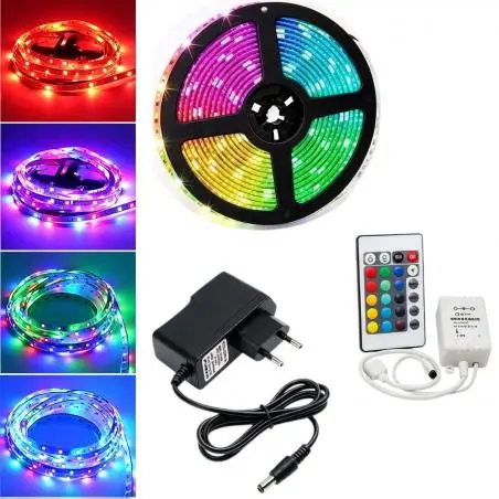 Cintas y Tiras LED,Cinta Led Rgb Tricolor Control Transformador Pegable 12v