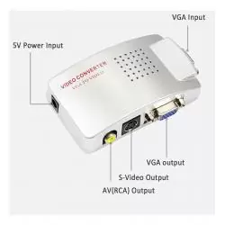 Adaptador de Video y Conversor,Adaptador Conversor De Vga A Rca O S-video / Conecte Pc A Tv