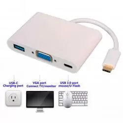 Hub USB,Hub Adaptador Usb Tipo C Macho A Vga - Usb 3.0 - Usb Tipo C Hembra