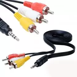 Cables de Audio,Cable RCA Audio Video a Plug 3.5mm Auxiliar A/V 3x1 - Mini Jack a RCA