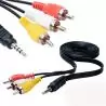 Cables de Audio,Cable RCA Audio Video a Plug 3.5mm Auxiliar A/V 3x1 - Mini Jack a RCA