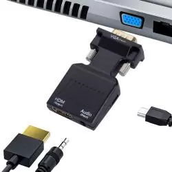 Adaptador de Video y Conversor,Conversor Adaptador Vga A Hdmi Y Audio Para Computador Notebook Proyector Y Otros