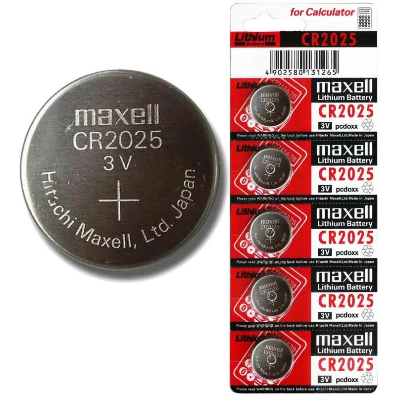 Pilas y Baterias,Bateria Litio Pila Cr2025 Maxell 3v Tira 5 Pilas Boton Reloj