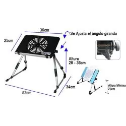 Base Enfriadora de Notebook,Mesa Plegable Notebook con Ventilador Bandeja Aluminio Portatil Cama
