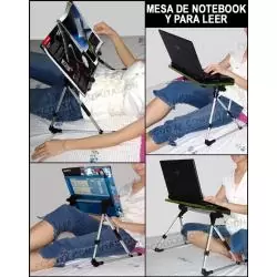 Base Enfriadora de Notebook,Mesa Plegable Notebook con Ventilador Bandeja Aluminio Portatil Cama