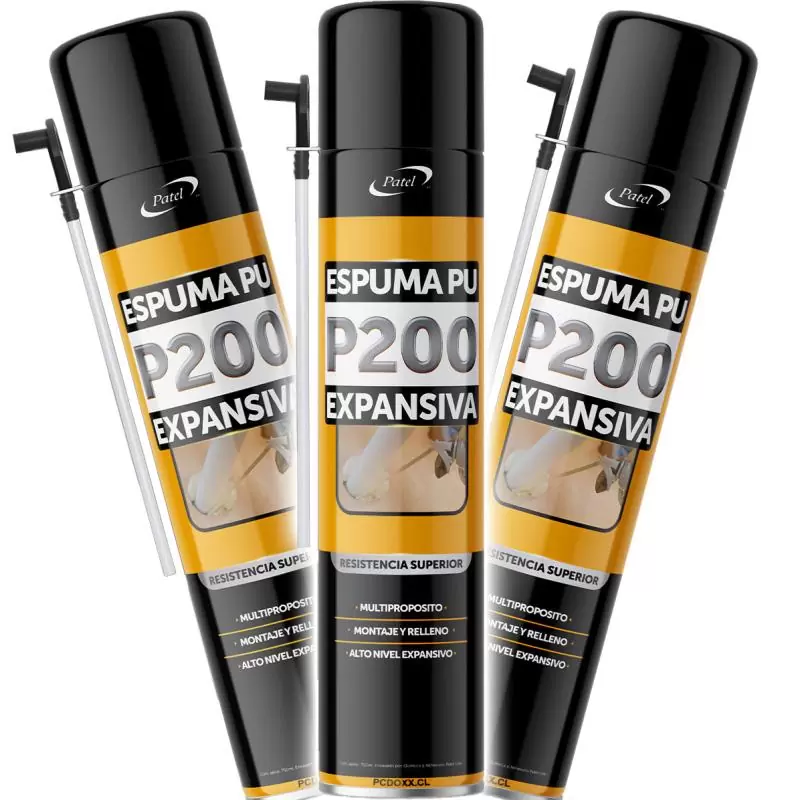 Otros,3x Espuma Expansiva PATEL P200 Poliuretano Aislante Frio Relleno Aislacion Sellante Pu - 750ml