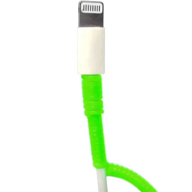 Cables de Datos y Carga,Pack Protector Resorte Espiral Verde + Cable Usb Compatible iPhone